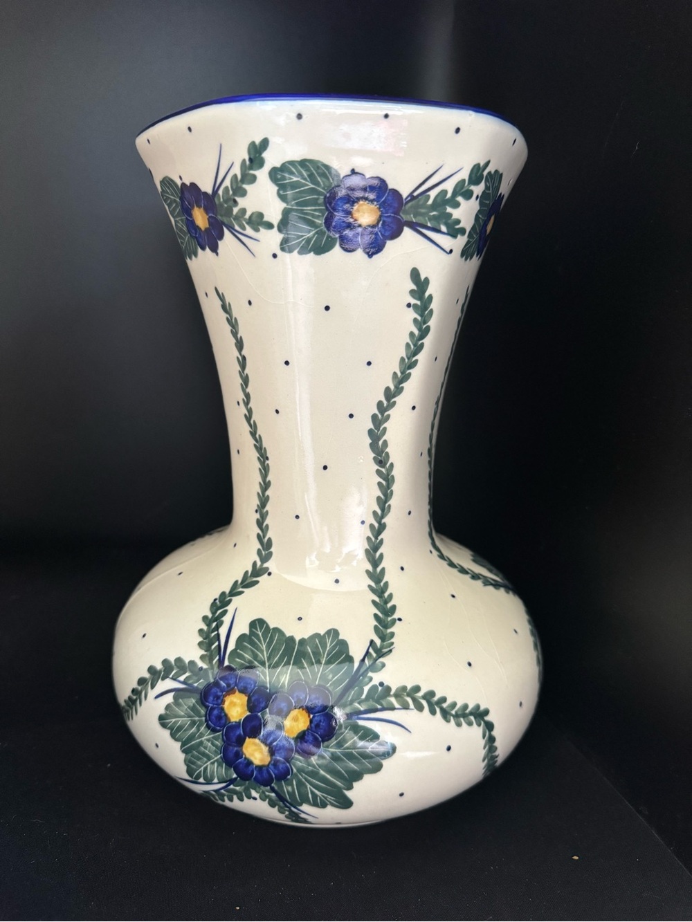 UNIKAT Authentic Boleslawiec Polish Pottery Ceramic Angular Flower Vase